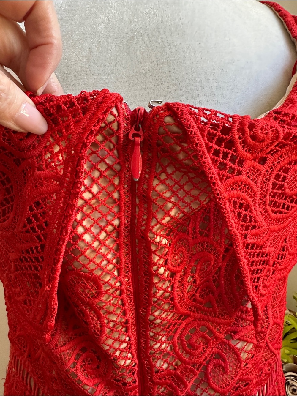 STYLESTALKER Red Lace Overlay Dress - Picture 5 of 14